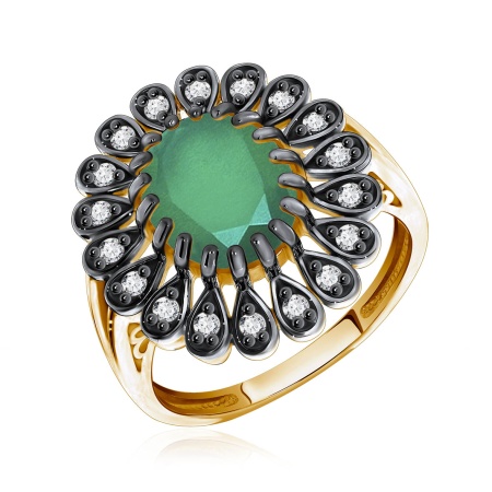 Купить оптом кольцо из серебра с агатом и фианитами 1321390251-60 от Krasnoe