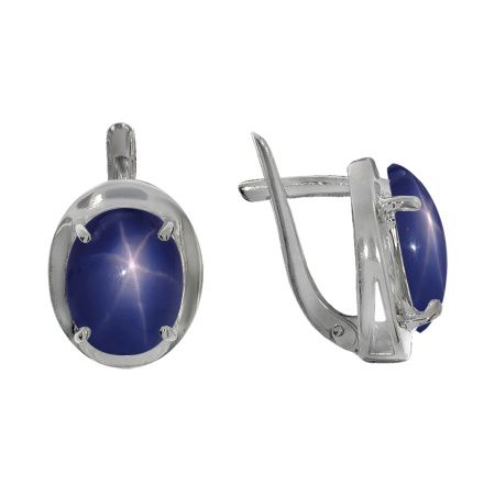 Купить оптом серьги из серебра с звездчатыми сапфирами 2340940029-8 от Krasnoe