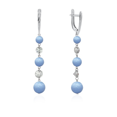 Купить оптом серьги из серебра с фианитами и агатами 2340390621-84 от Krasnoe