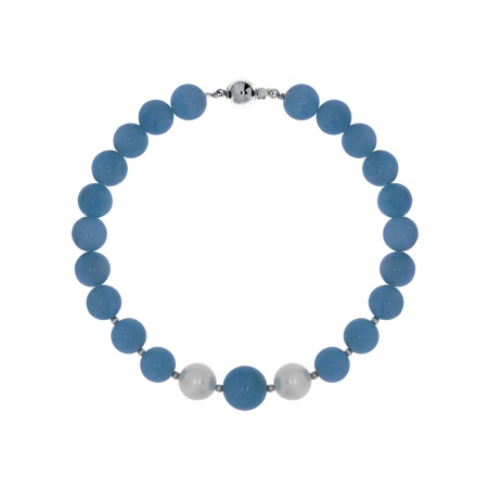 Купить оптом браслет из серебра с бирюзой, жемчугами и бирюзой 4340316103-1-19 от Krasnoe