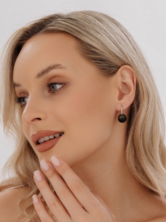 Купить оптом серьги из серебра с соколиный глазами 2340СГ4318 от Krasnoe