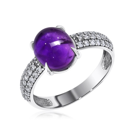 Купить оптом кольцо из серебра с аметистом и фианитами 1340790373л от Krasnoe