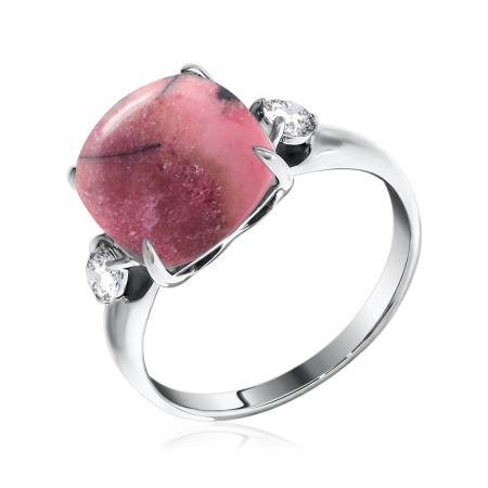 Купить оптом кольцо из серебра с родонитом и фианитами 1340450380 от Krasnoe