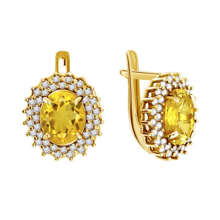 Купить оптом серьги из серебра с цитринами и фианитами 2318850145л от Krasnoe