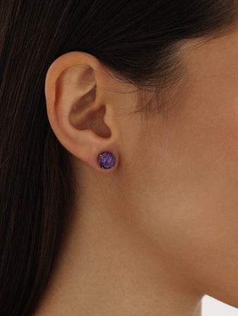 Купить оптом пусеты из серебра с чароитами П340462680 от Krasnoe