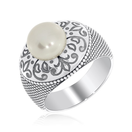 Купить оптом кольцо из серебра с жемчугом и жемчугами 1340050864 от Krasnoe