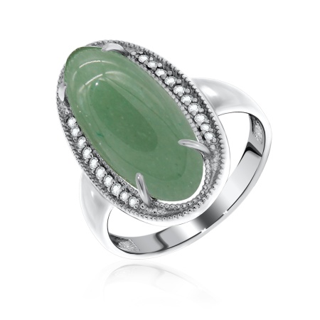 Купить оптом кольцо из серебра с нефритом и фианитами 1340350938л от Krasnoe