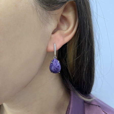 Купить оптом серьги из серебра с чароитами 2340460500 от Krasnoe