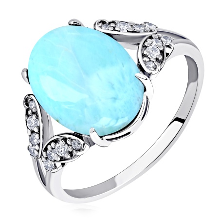 Купить оптом кольцо из серебра с ларимаром и фианитами 1340Л15099л от Krasnoe