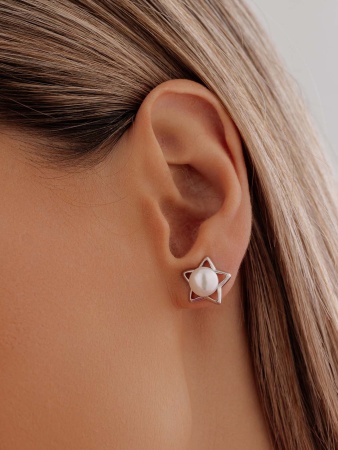 Купить оптом серьги из серебра с жемчугами П340050889-1 от Krasnoe