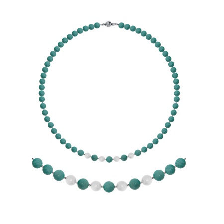 Купить оптом бусы из серебра с жемчугами и амазонитами 8340376103-55 от Krasnoe