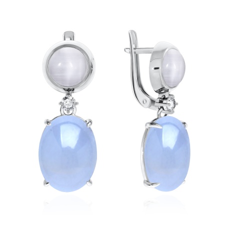 Купить оптом серьги из серебра с перламутрами, фианитами и халцедонами 2340870339-1-70 от Krasnoe