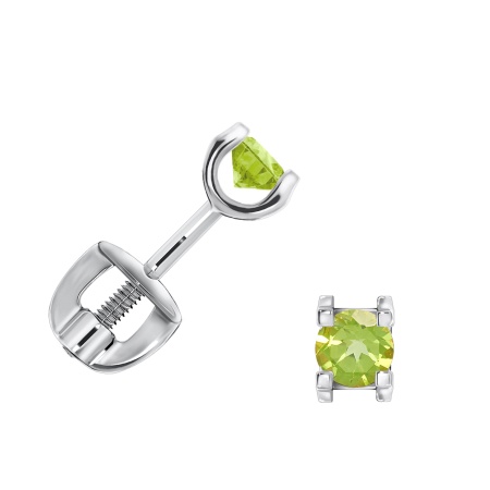 Купить оптом пусеты из серебра с хризолитами П340132130 от Krasnoe