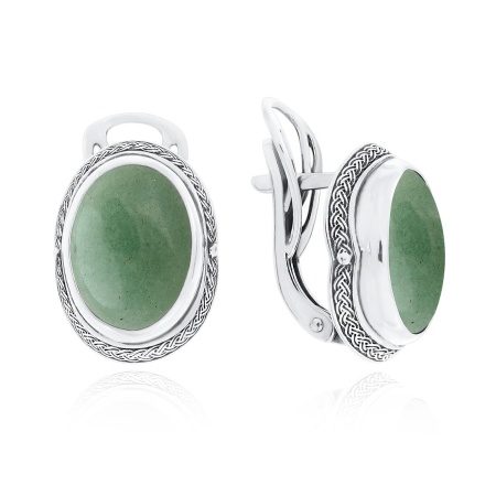 Купить оптом серьги из серебра с авантюринами 2310360929-1 от Krasnoe