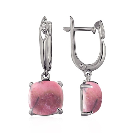 Купить оптом серьги из серебра с родонитами и фианитами 3457013455 от Krasnoe