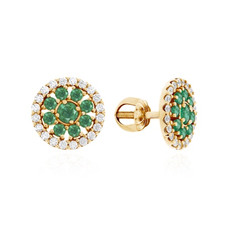 Купить оптом пусеты из серебра с изумрудами и топазами 2320А21801 от Krasnoe