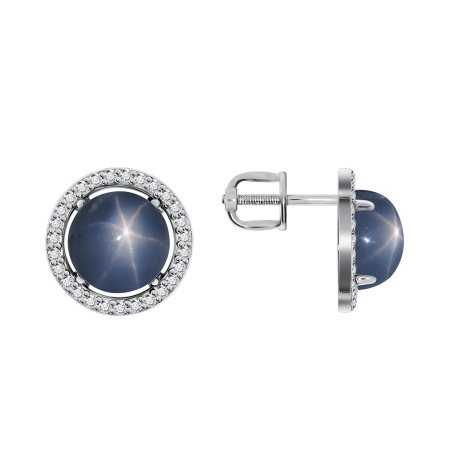 Купить оптом пусеты из серебра с сапфир звездчатыйами и фианитами 2340942055-8 от Krasnoe