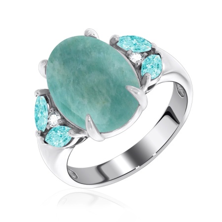 Купить оптом кольцо из серебра с амазонитом и фианитами 1340370886-78 от Krasnoe
