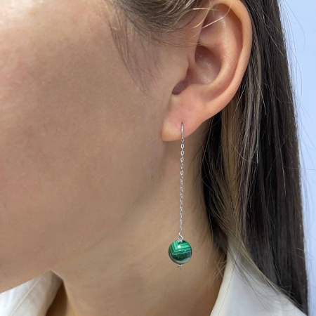 Купить оптом серьги из серебра с малахитами 2340380710-3 от Krasnoe