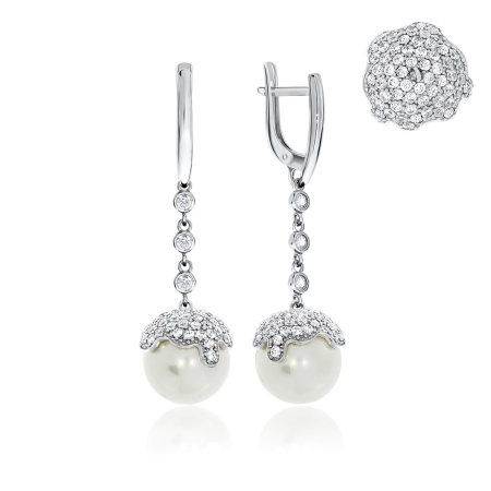 Купить оптом серьги из серебра с жемчугом 2340240814л-1 от Krasnoe