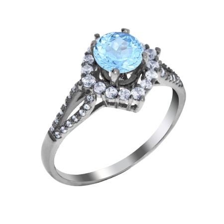 Купить оптом кольцо из серебра с кварцем и фианитами 1340180035-70 от Krasnoe