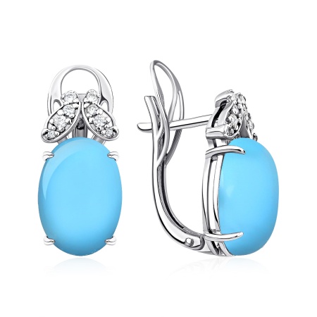 Купить оптом серьги из серебра с бирюзой и фианитами 2340315099л от Krasnoe