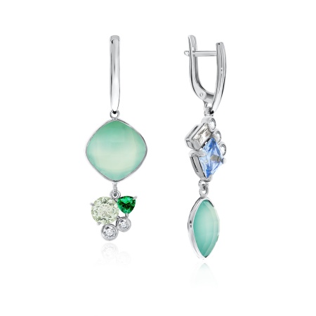 Купить оптом серьги из серебра с халцедонами и фианитами 2340602900л-69 от Krasnoe