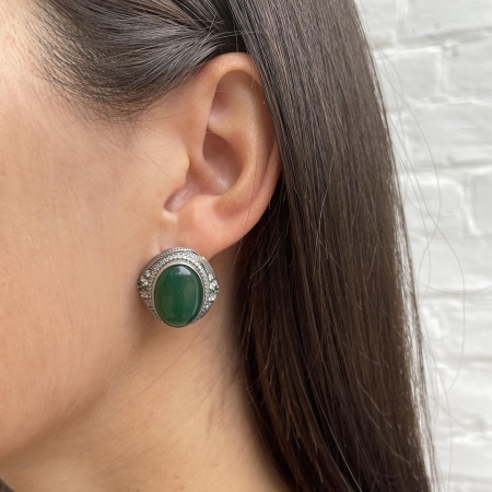 Купить оптом серьги из серебра с агатами и фианитами 2310390960л-60 от Krasnoe