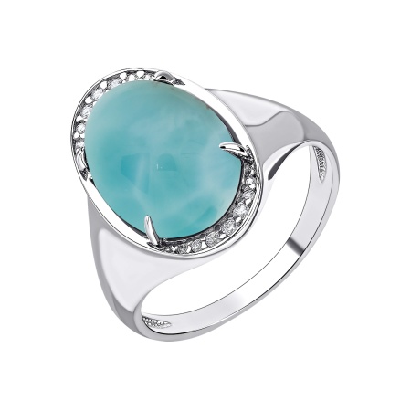 Купить оптом кольцо из серебра с ларимаром и фианитами 1340Л11968л от Krasnoe