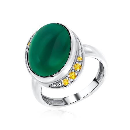 Купить оптом кольцо из серебра с агатом и фианитами 1340390992-61 от Krasnoe