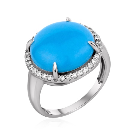 Купить оптом кольца из серебра с бирюзой и фианитами 1340Б26571л от Krasnoe