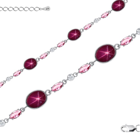 Купить оптом браслет из серебра с рубинами звездчатыми и фианитами 4340942509л-18-3 от Krasnoe