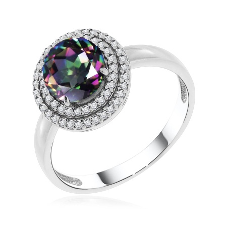 Купить оптом кольцо из серебра с топазом и фианитами 1340071561л-72 от Krasnoe