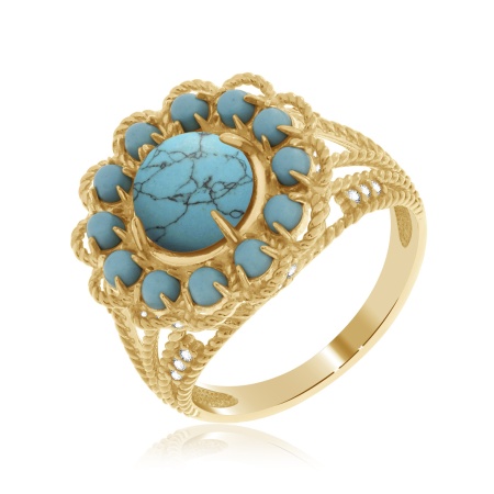 Купить оптом кольцо из серебра с бирюзой и фианитами 1320311883л от Krasnoe