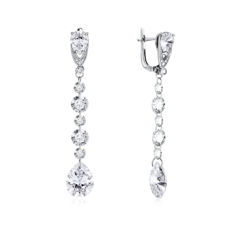 Купить оптом серьги из серебра с кристаллами и фианитами 2340690767л-1 от Krasnoe