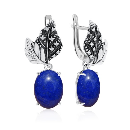 Купить оптом серьги из серебра с лазуритами и фианитами 2310472267 от Krasnoe