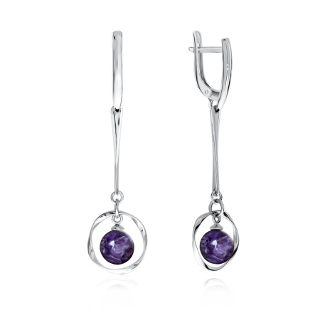 Купить оптом серьги из серебра с чароитами 2340460738 от Krasnoe