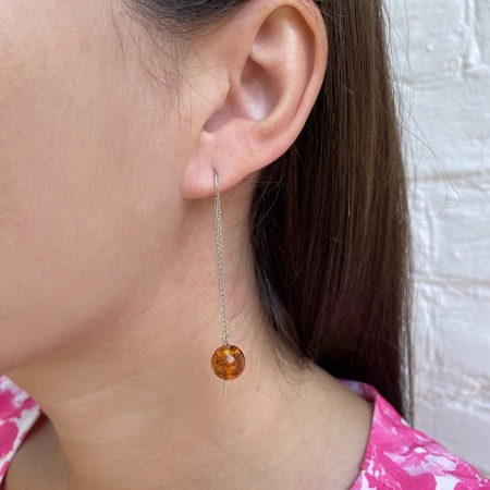 Купить оптом серьги из серебра с янтарём 2340480711-9 от Krasnoe