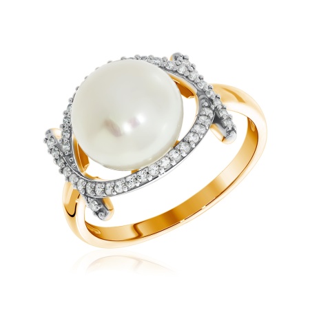 Купить оптом кольцо из серебра с жемчугом и фианитами 1329050801л от Krasnoe