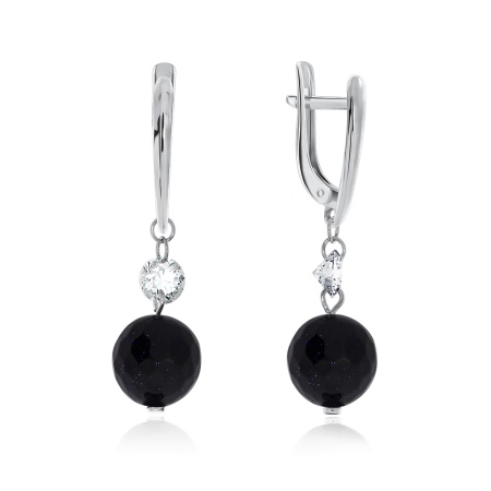 Купить оптом серьги из серебра с фианитами и синтетическими авантюринами 2340360625-80 от Krasnoe