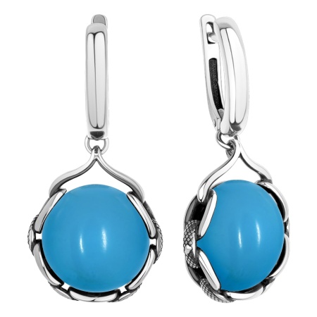 Купить оптом серьги из серебра с бирюзой 2310Б25735 от Krasnoe