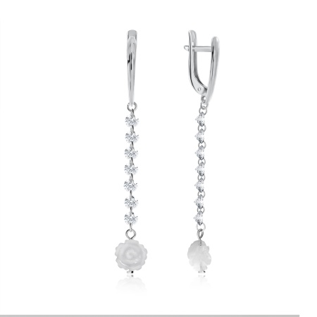 Купить оптом серьги из серебра с перламутрами и фианитами 2340490638 от Krasnoe