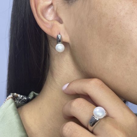 Купить оптом серьги из серебра с жемчугами 2340051392 от Krasnoe