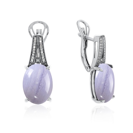 Купить оптом серьги из серебра с агатами и фианитами 2340393537л-84 от Krasnoe