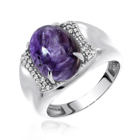 Купить оптом кольцо из серебра с чароитом и фианитами 1340460965л от Krasnoe