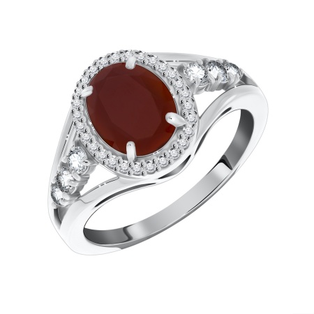 Купить оптом кольцо из серебра с агатом и фианитами 1340390182л-31 от Krasnoe