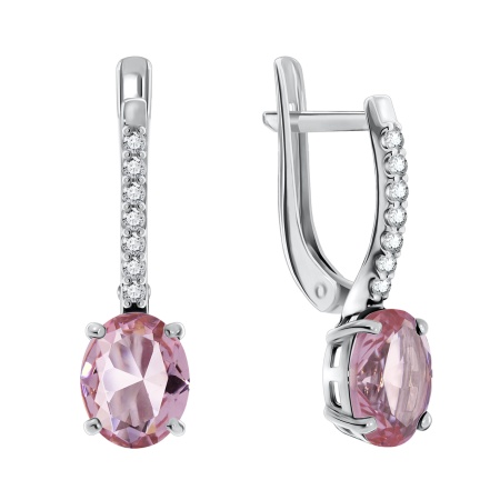 Купить оптом серьги из серебра с морганитами и фианитами 2340580185 от Krasnoe