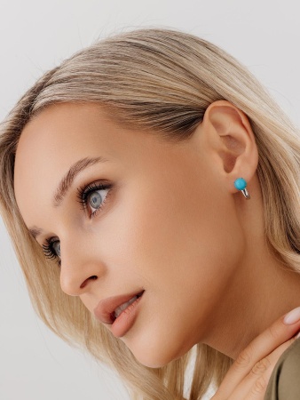 Купить оптом серьги из серебра с бирюзой 2340311862 от Krasnoe