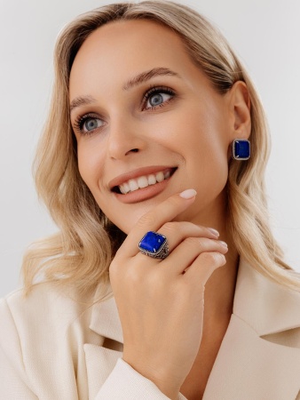 Купить оптом серьги из серебра с лазуритами 2310475157 от Krasnoe