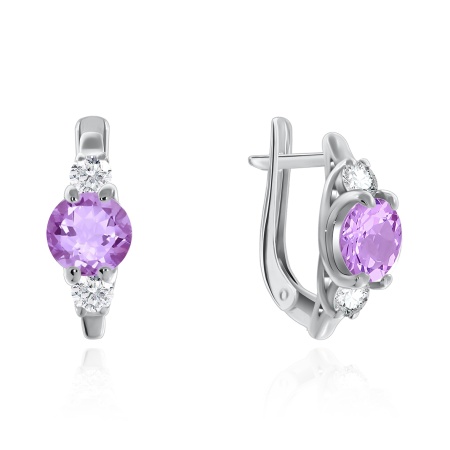 Купить оптом серьги из серебра с аметистами и фианитами 2340790260 от Krasnoe